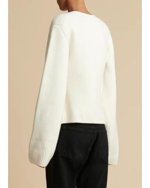 Khaite White Scarlet Long Sleeved V-Neck Cardigan