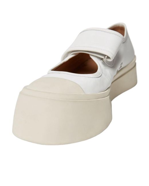 Marni White Pablo Touch Strap Low Top Sneakers