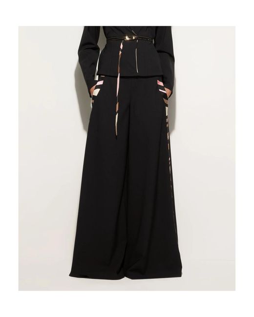 Emilio Pucci Black Wool-Blend Palazzo Pants