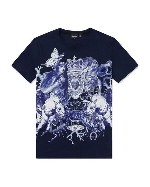 Just Cavalli Blue Item O-Neck Short-Sleeved T-Shirt for men