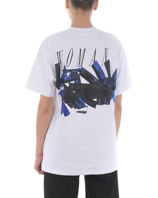 Off-White c/o Virgil Abloh Blue Tomboy Brush-Stroke Print T-Shirt