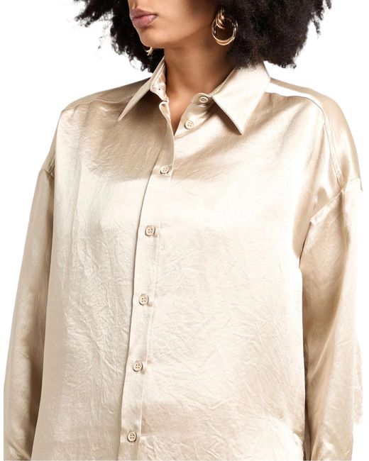 Max Mara Natural Solid Satin Long Shirt