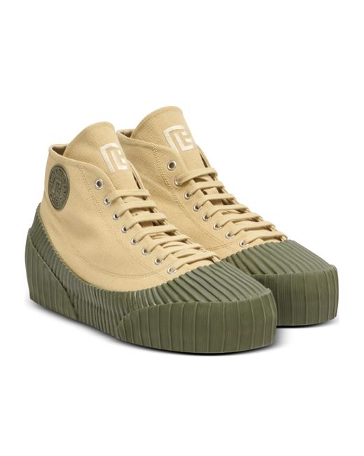 Balmain Green Riff Low Canvas Sneakers for men