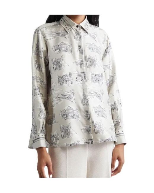 Max Mara Gray Mxmfado Pattern-Printed Shirt