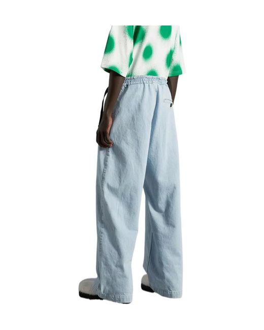 Moncler Blue X Jw Anderson Wide Leg Logo Embroidered Jeans for men