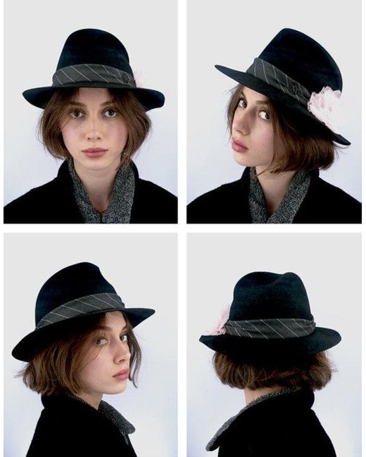 Maison Michel Black Furfelt Flower Hat