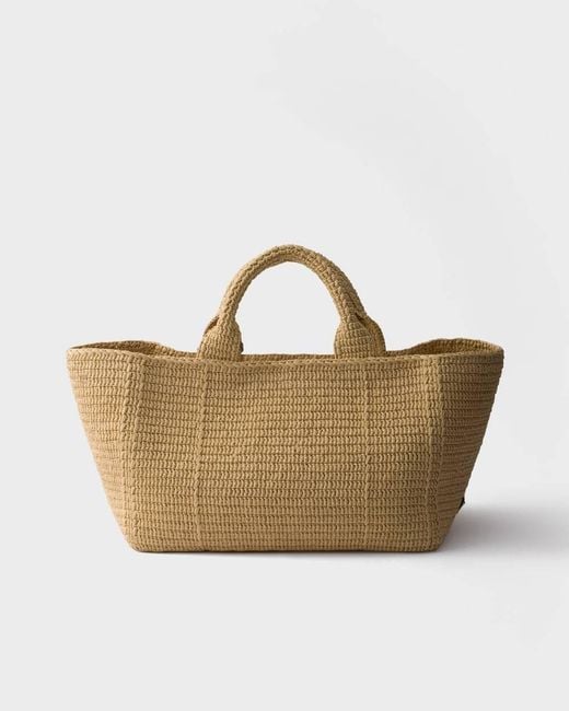 Prada Natural Crochet Large Top Handle Bag
