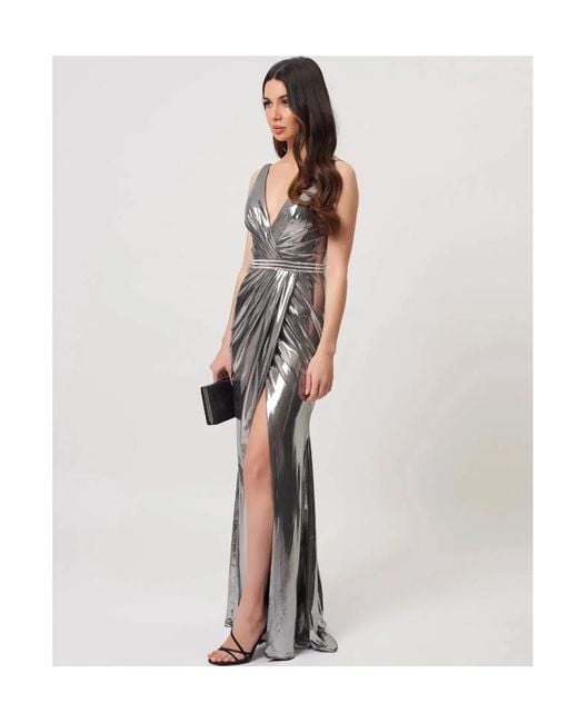 Forever Unique White Diamond Decorated Metal-Wrapped Dress