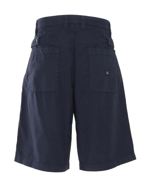 C P Company Blue Cotton Bermuda Shorts for men