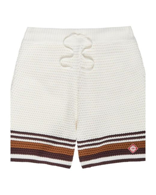 Casablanca White Pure Cotton Striped Shorts for men