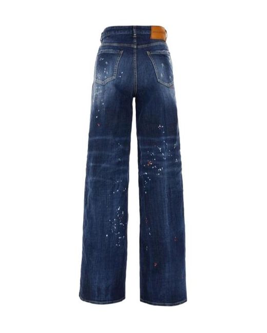 DSquared² Blue Logo-Patch Distressed Jeans