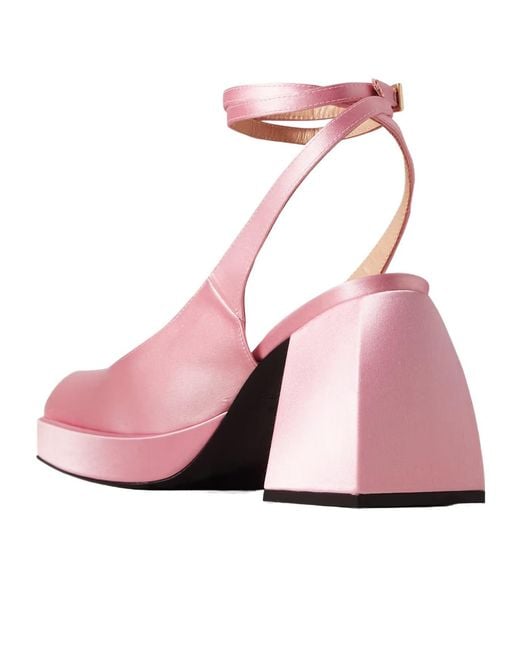 NODALETO Pink Embellished Satin Platform Pumps