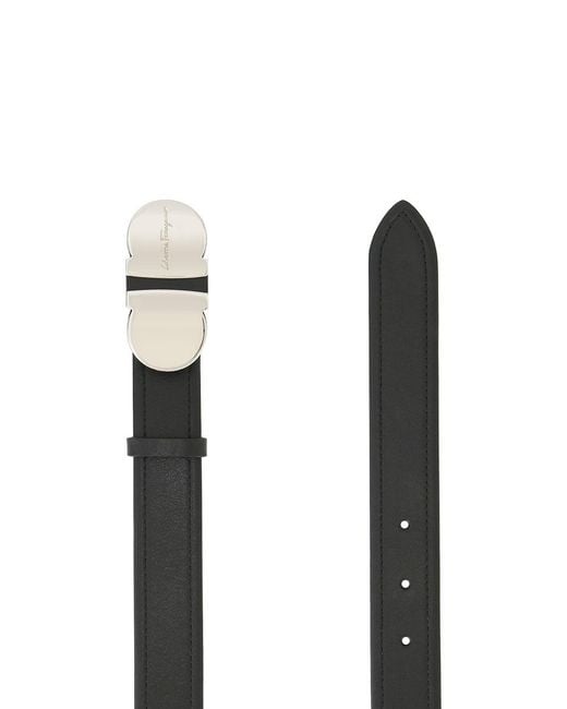 Ferragamo Black Logo Buckle Belt