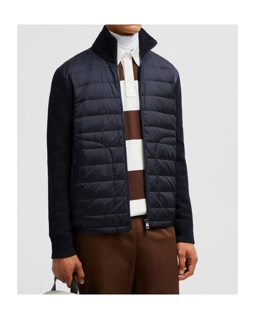 Moncler Blue Long-Sleeved Padded Cardigan for men