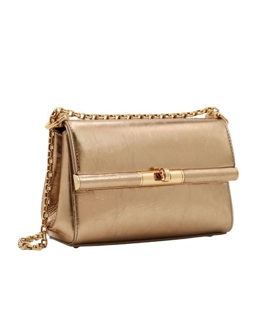 Dolce & Gabbana Natural Marlena Foldover Top Chain Shoulder Bag