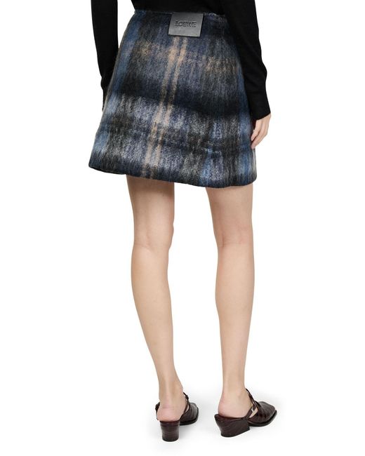 Loewe Gray Plaid Pattern Mini Skirt