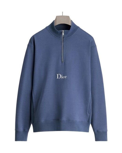 Dior Blue Sweatshirt With Zipped Neckline for men