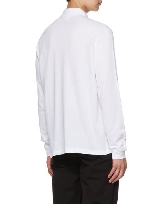 Lacoste White Logo Long-Sleeved Polo Shirt for men
