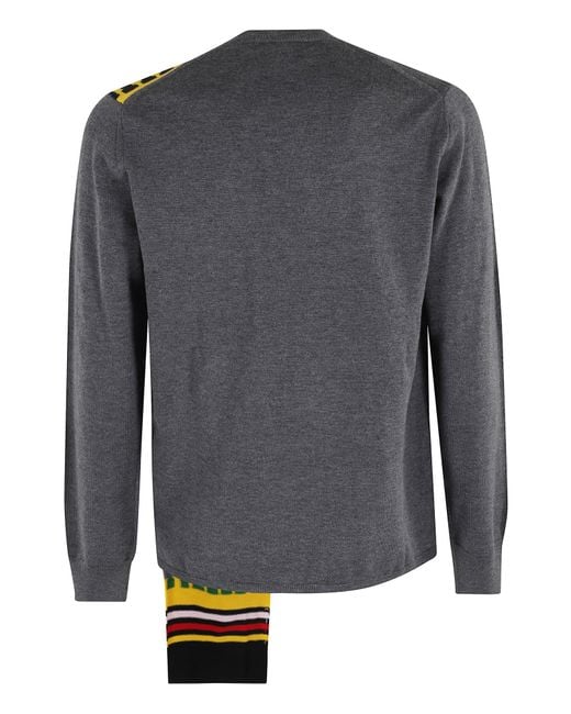 Comme des Garçons Gray Stripe-Panel Sweater for men