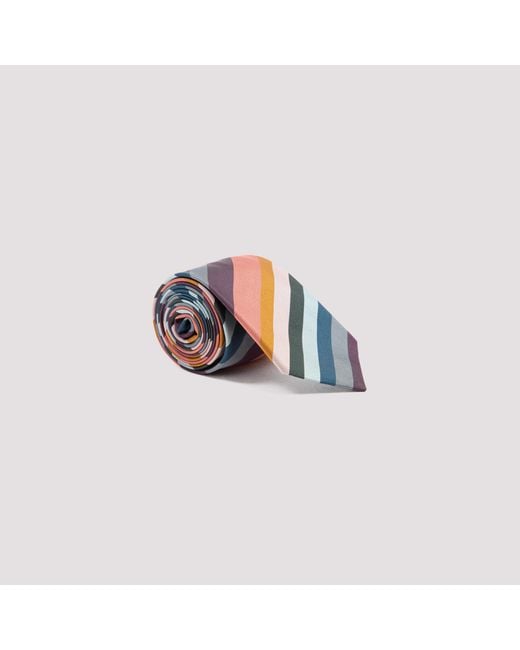 Paul Smith White Diagonal Stripe Tie for men
