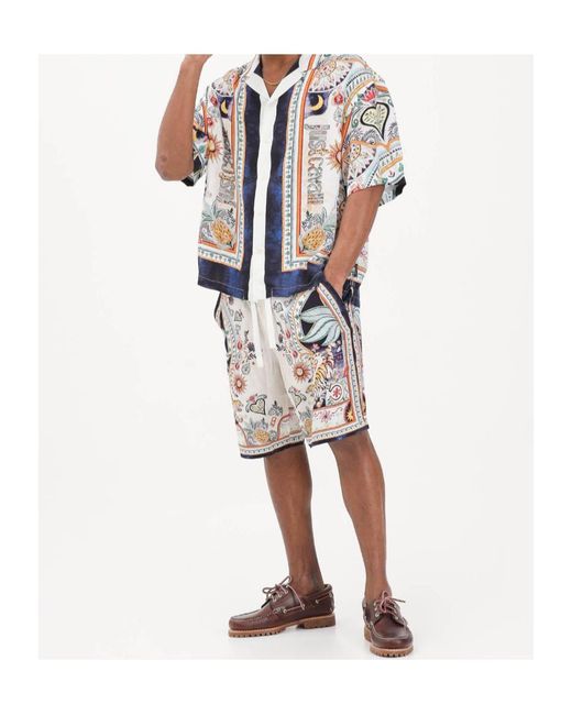 Just Cavalli Gray Printed Drawstring Shorts for men