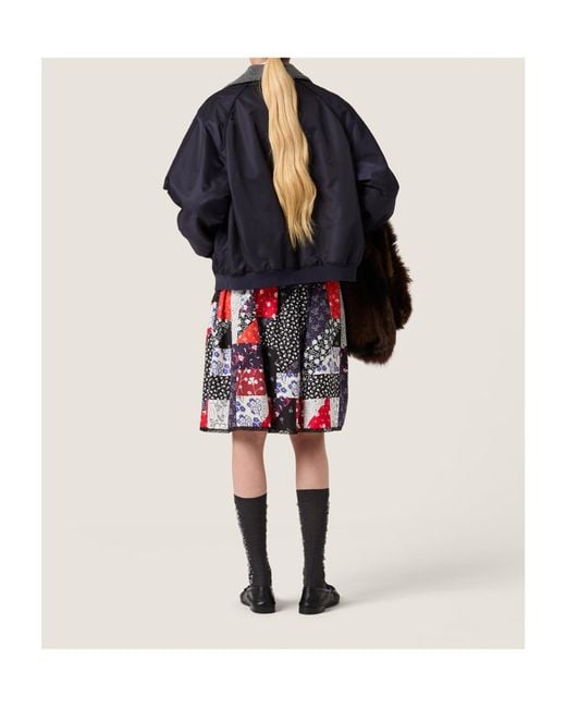 Miu Miu Blue Reversible Bomber Jacket