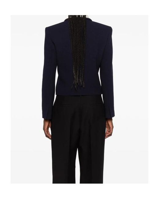 Valentino Blue Bow-Detail Cropped Jacket