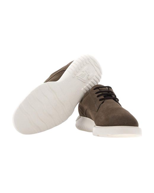 Hogan Brown Suede Derby Shoes for men
