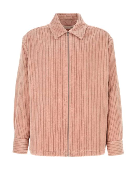 Jil Sander Pink Zipped Corduroy Shirt for men