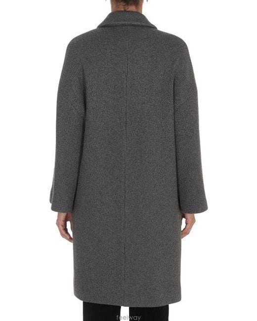 Brunello Cucinelli Gray Double-Breasted Cashmere-Blend Coat