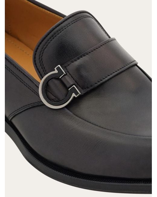 Ferragamo Black Gancini Ornament Moccasin