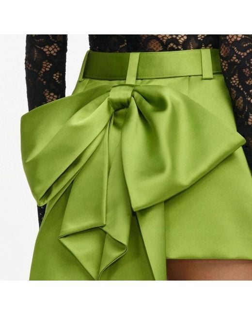 Self-Portrait Green Bow-Detail Mini Skirt