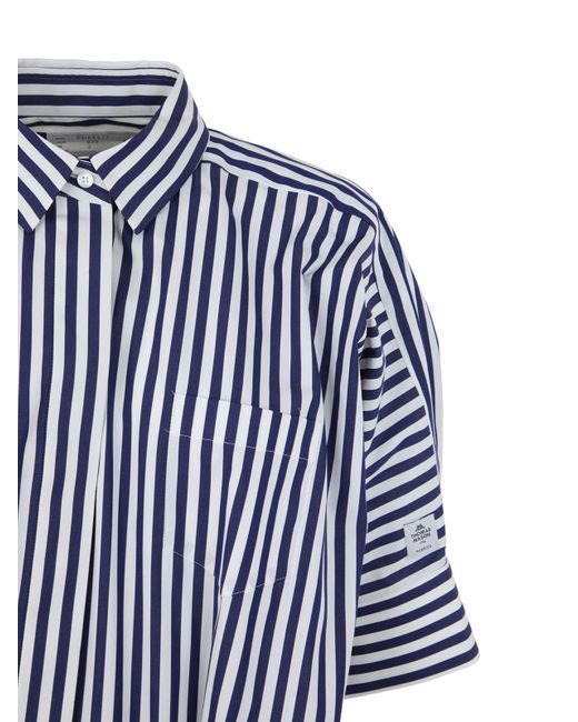 Sacai Blue Midi Cotton Poplin Dress