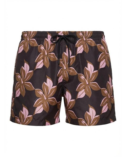 Gucci Black Printed Poplin Swim Shorts for men