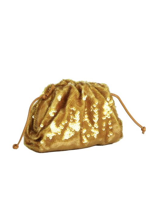 Bottega Veneta Metallic Sequin-Embellished Ruched Crossbody Bag