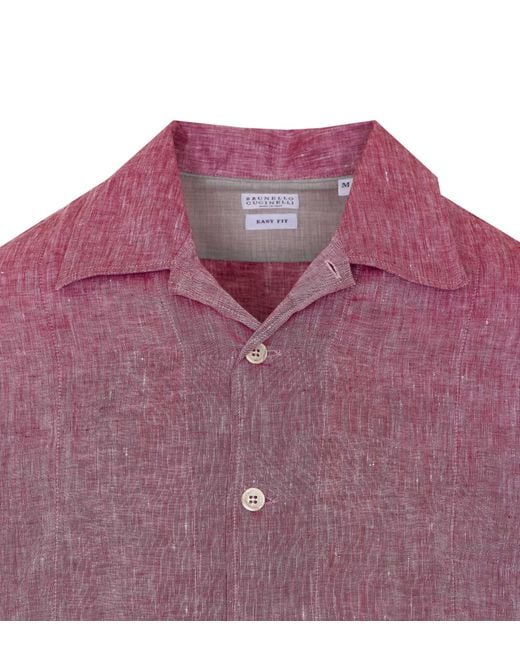 Brunello Cucinelli Purple Crête Detailed Easy Fit Shirt for men