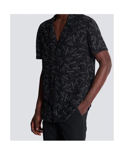 Balmain Black Short Sleeve Shirts for men