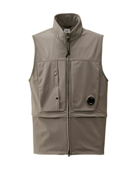 C P Company Gray Shell Hooded Vest for men
