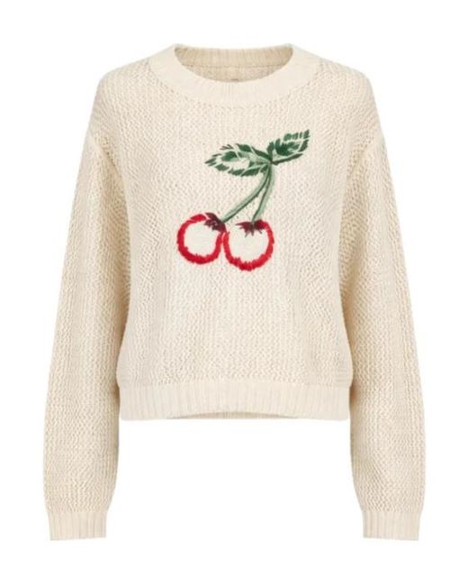 Twinset White Open Knit Cherry Knitted Sweater