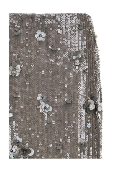P.A.R.O.S.H. Gray P.A.R.O..H. Sequin Embellished Midi Skirt
