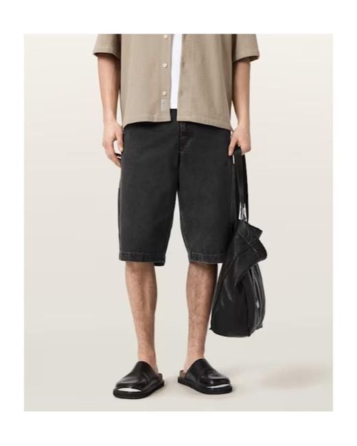 AllSaints Black Jackson Relaxed Fit Cotton Shorts for men
