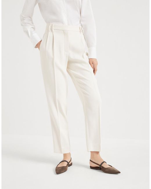 Brunello Cucinelli White Slouchy Trousers