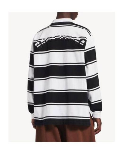Balenciaga Black Varsity Stripe Long Sleeve Polo Shirt for men