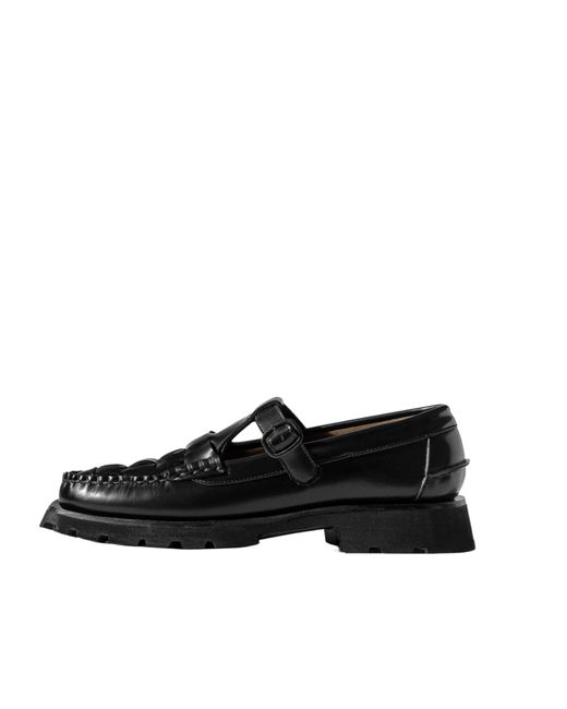 Hereu Black Tread Sole T-Bar Loafer
