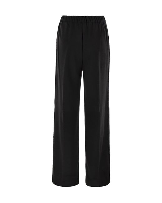Herno Black Wide-Leg Casual Trousers
