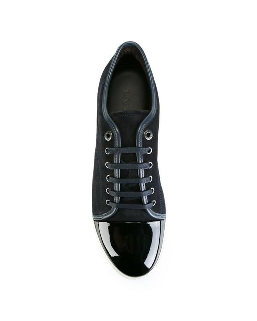 Lanvin Black Dbb1 Patent-Toe Low-Top Sneakers for men