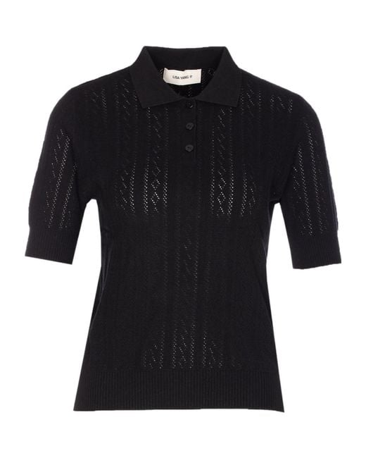 Lisa Yang Black Cristine Pointelle Knit Sweater