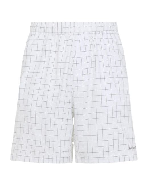 Acne White Grid Shorts for men