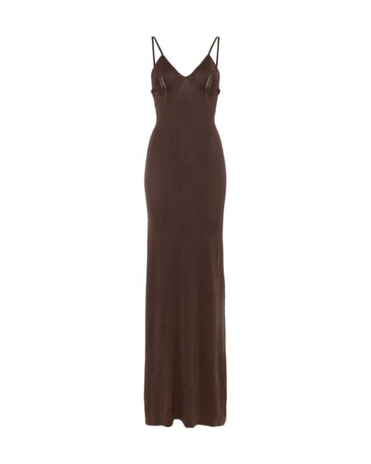 AYA MUSE Brown Knitted Maxi Dress