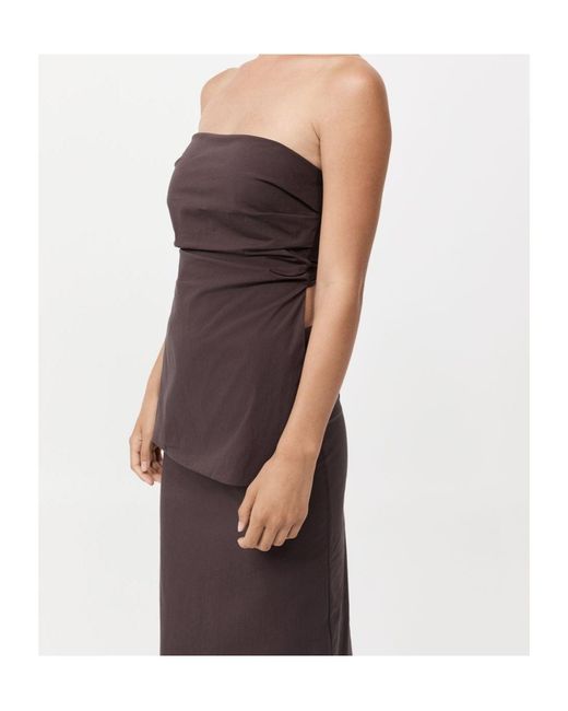 St. Agni Brown Sleeveless Strapless Top